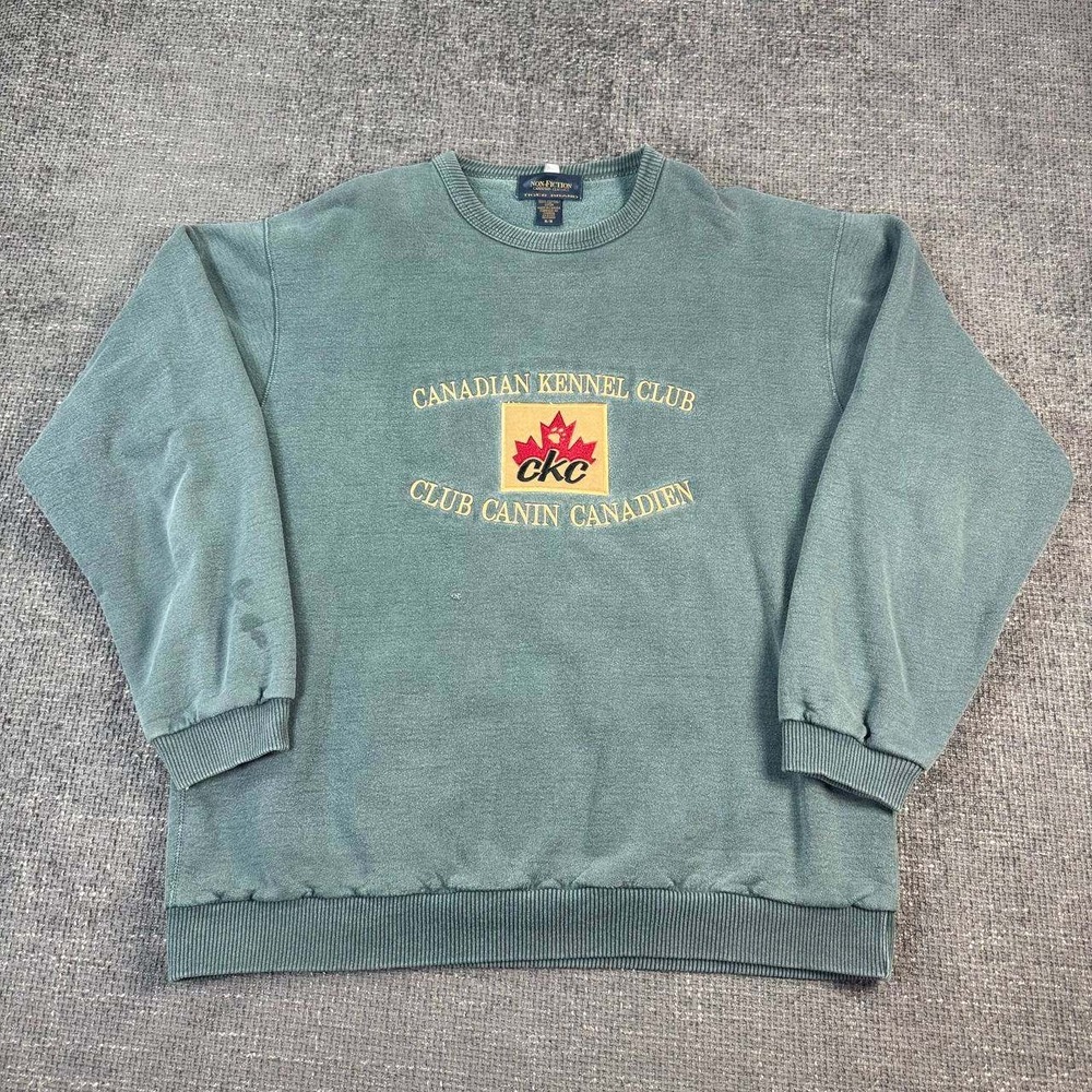 Non Fiction Canadian Kennel Club Sweatshirt Mens M Faded Teal 90s Vintage CKC